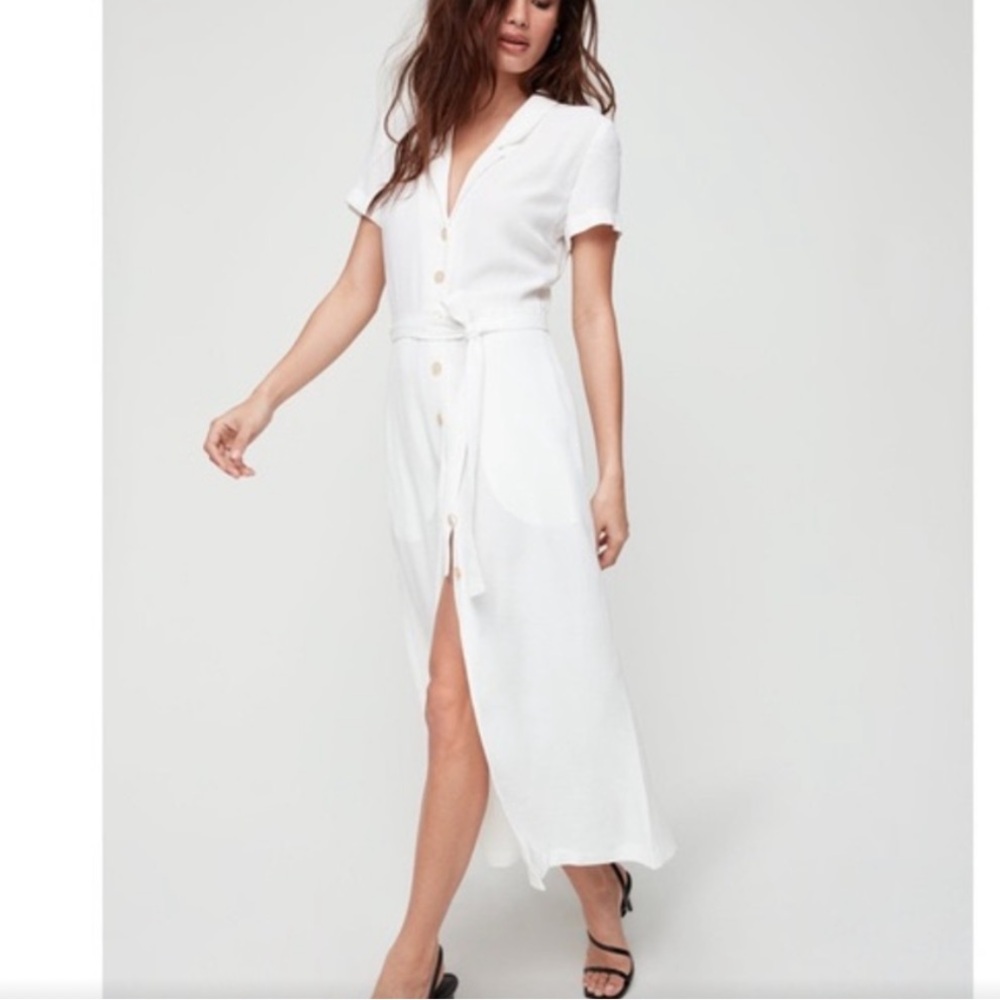 Aritzia Wilfred Shirt Dress in White Crepe